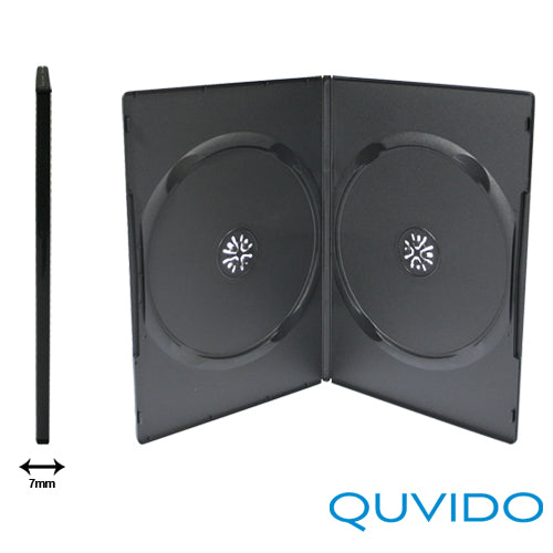 5 QUVIDO DVD Slim Hüllen Schwarz Double / 2 CDs o. DVDs /7mm