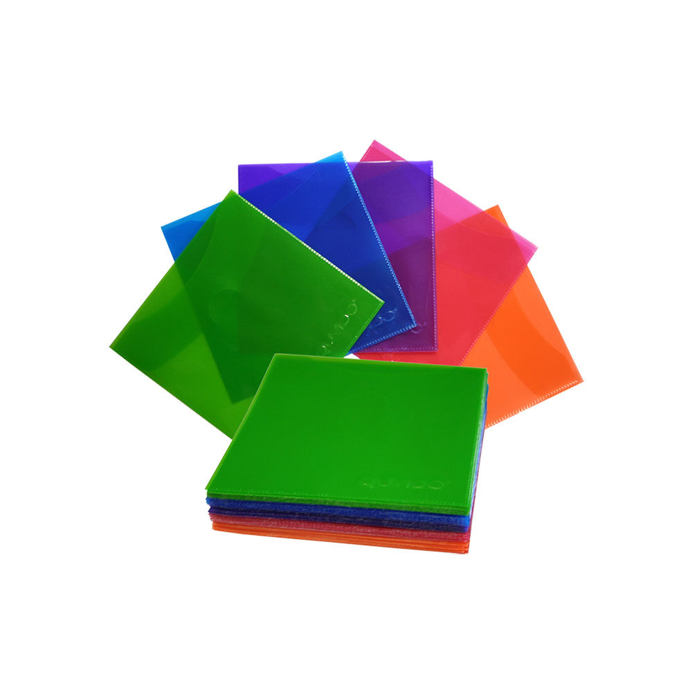 50 QUVIDO CD/DVD/Blu-Ray PP Schutzhüllen Color-Mix