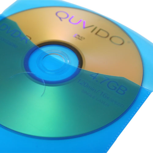 50 QUVIDO CD/DVD/Blu-Ray PP Schutzhüllen Color-Mix