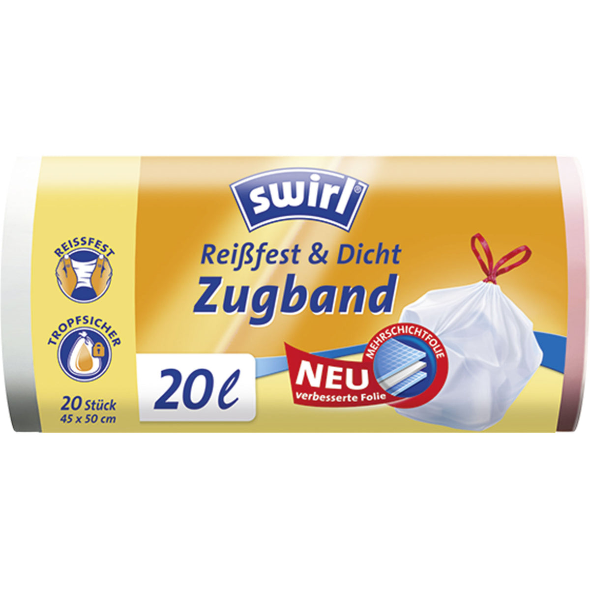 SWIRL Müllbeutel 20l mit Zugband Reißfest & Dicht