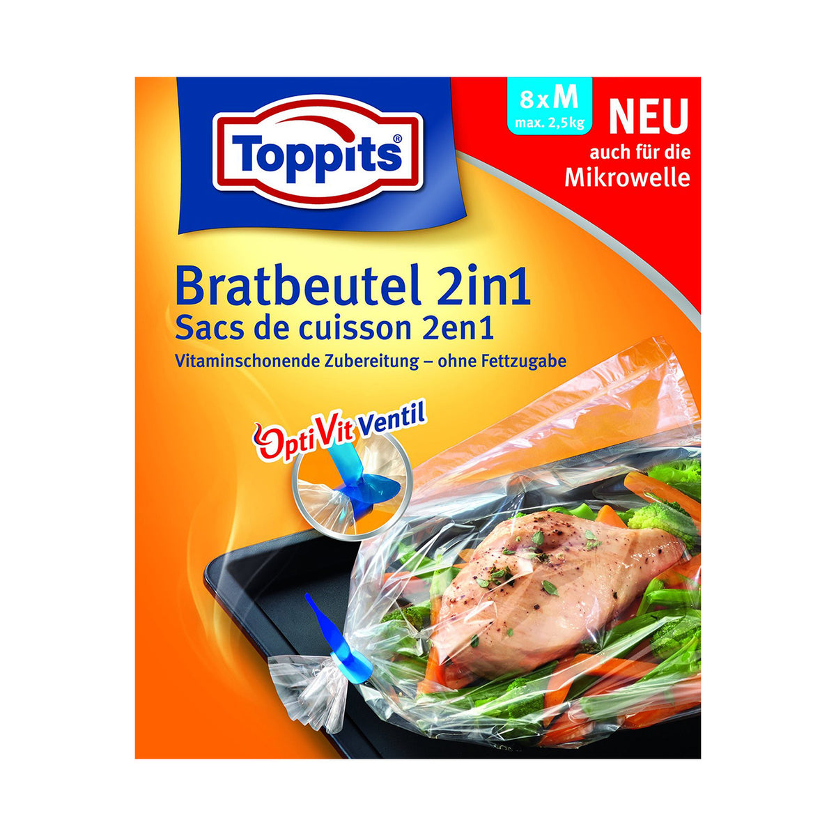 TOPPITS Bratbeutel 2in1 8 Beutel M (25 x 38cm)