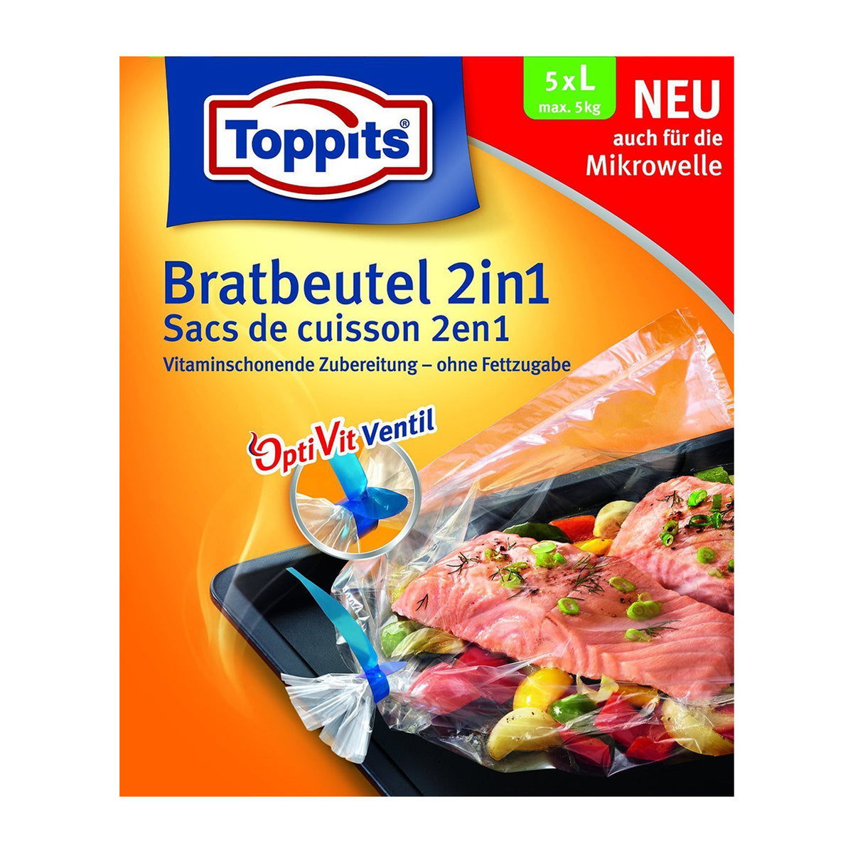 TOPPITS Bratbeutel 2in1 5 Beutel L (35 x 43cm)