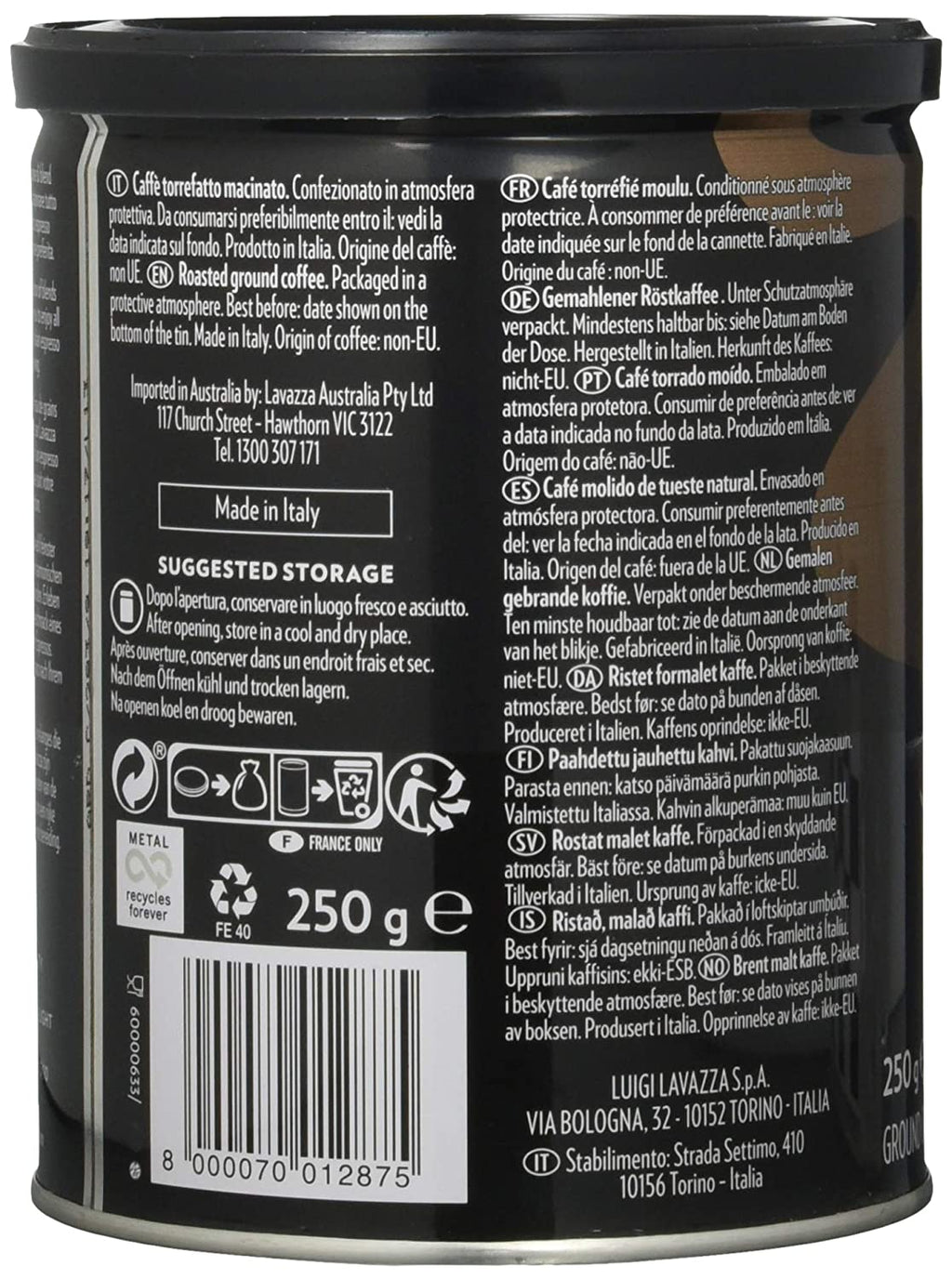LAVAZZA Espresso ARABICA Kaffee gemahlen in Dose 250g