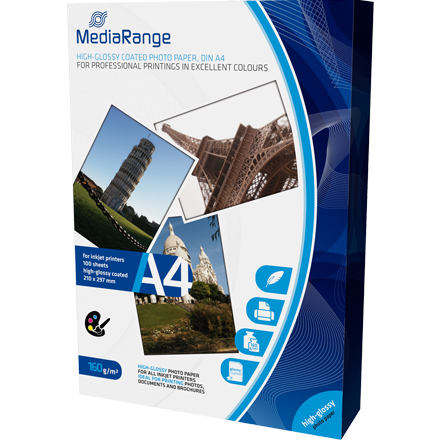 MEDIARANGE DIN A4 160g Inkjet paper 100 sheets glossy-coated