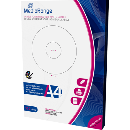 MEDIARANGE CD/DVD/BD Labels 41-118mm, 100 Labels