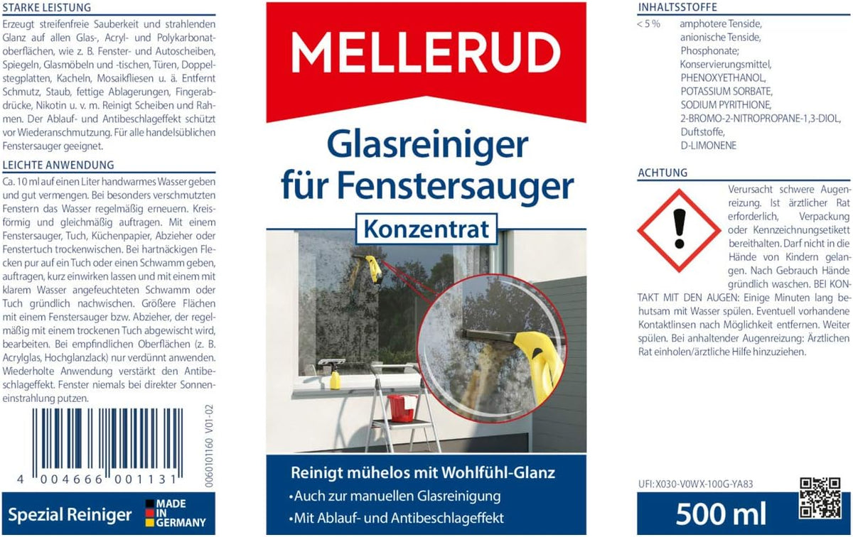 MELLERUD Glasreiniger für Fenstersauger Konzentrat 500ml