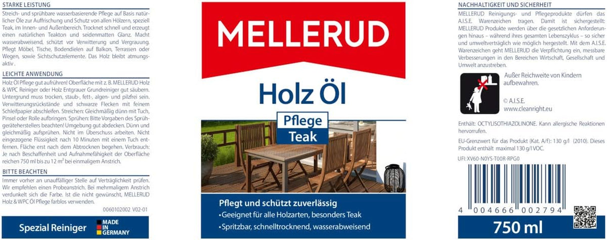 MELLERUD Holz Pflege-Öl - TEAK 750ml