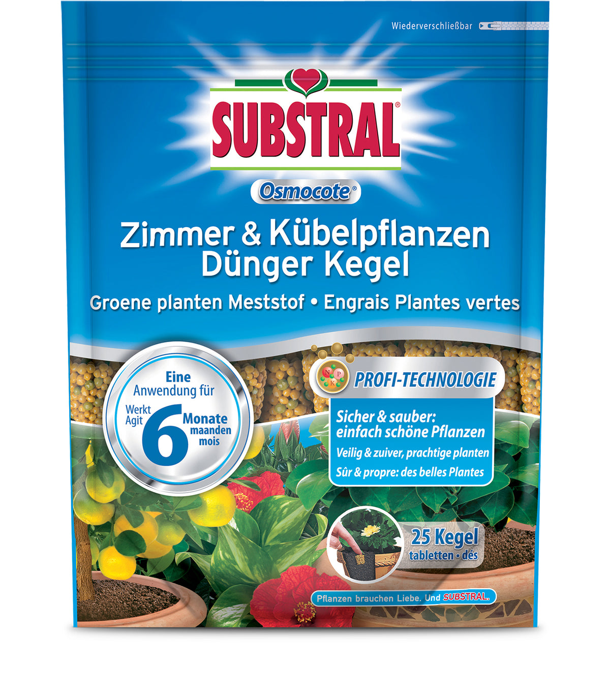 SUBSTRAL Osmocote Zimmer & Kübelpflanzen Dünger Kegel 25 St.