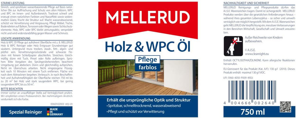 MELLERUD Holz und WPC Pflege-Öl Farblos 750ml