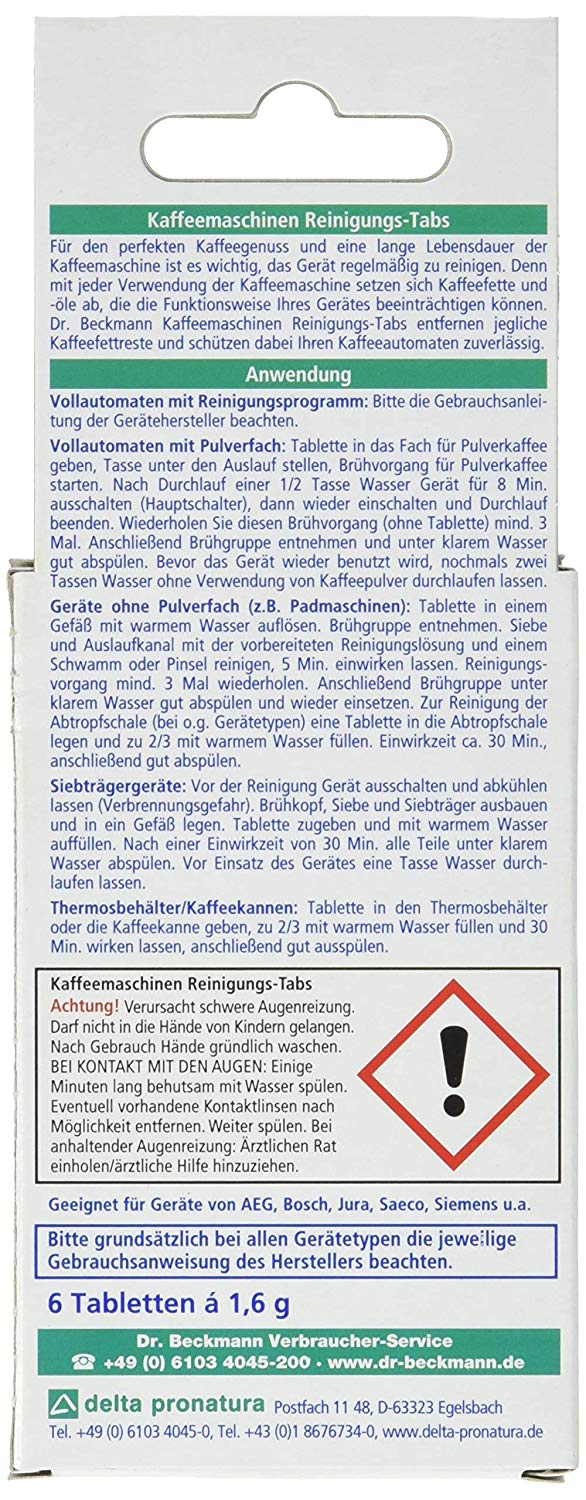 DR. BECKMANN Kaffee Reinigungstabs 6 Stück