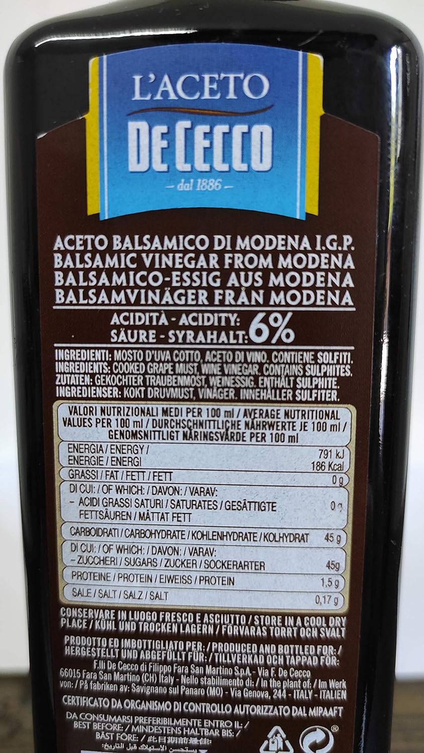 DE CECCO Aceto Balsamico di Modena 250ml
