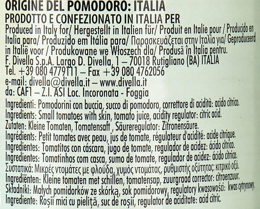 DIVELLA Kirschtomaten Pomodorini con buccia 400g