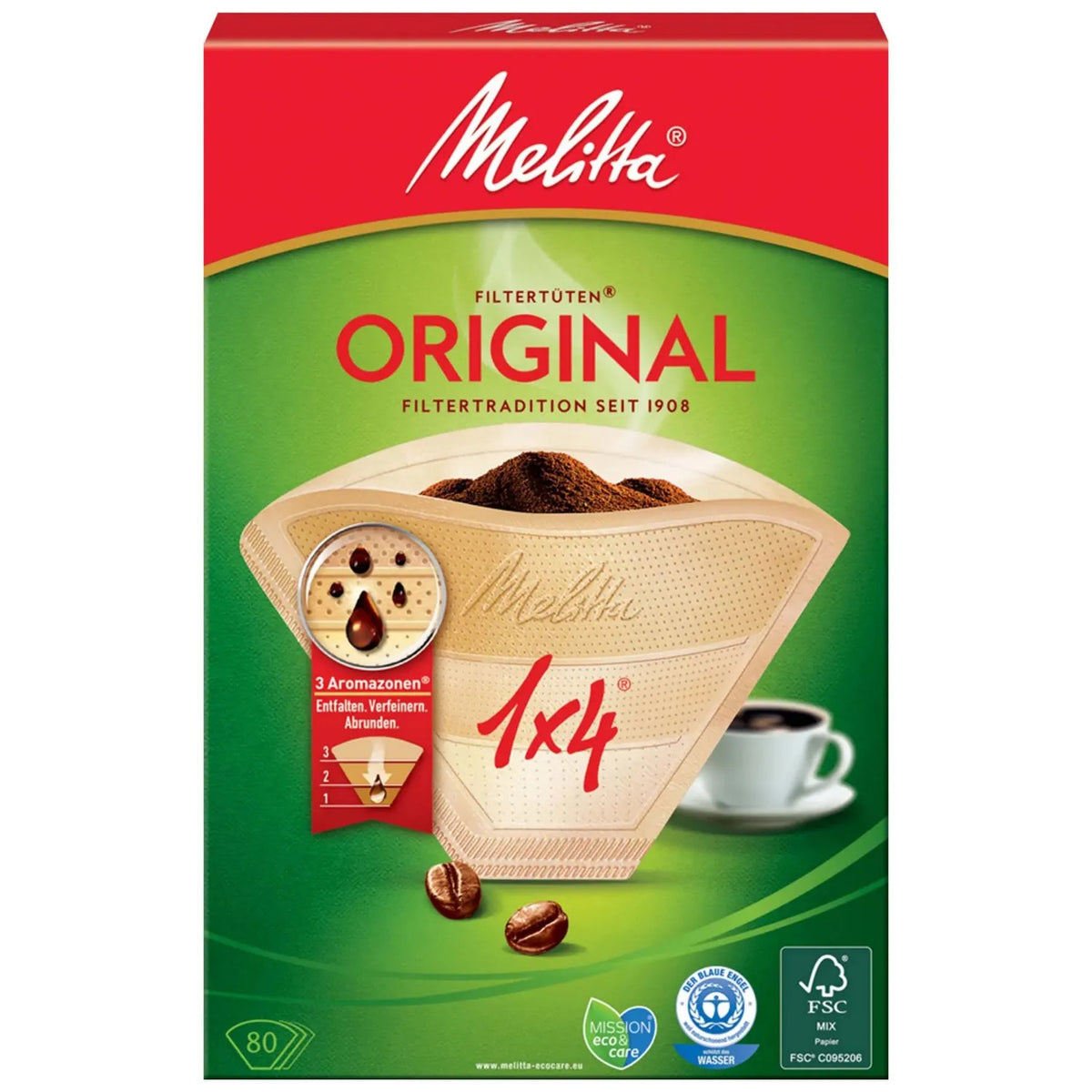 MELITTA 1x4 Kaffeefilter ORIGINAL Braun 80 Stück