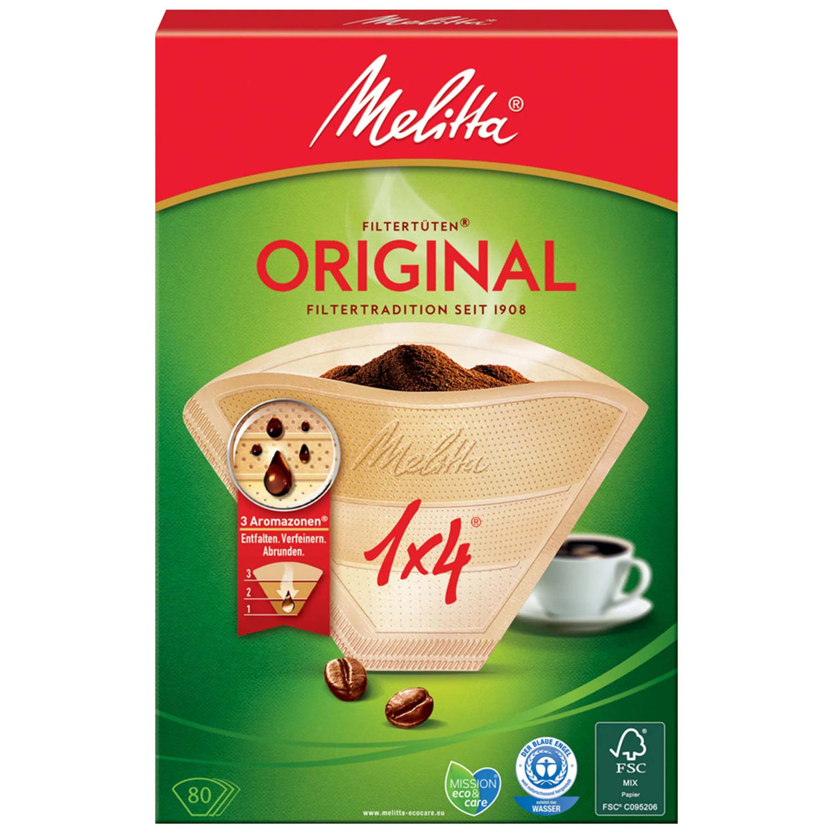 MELITTA 1x4 Kaffeefilter ORIGINAL Braun 80 Stück