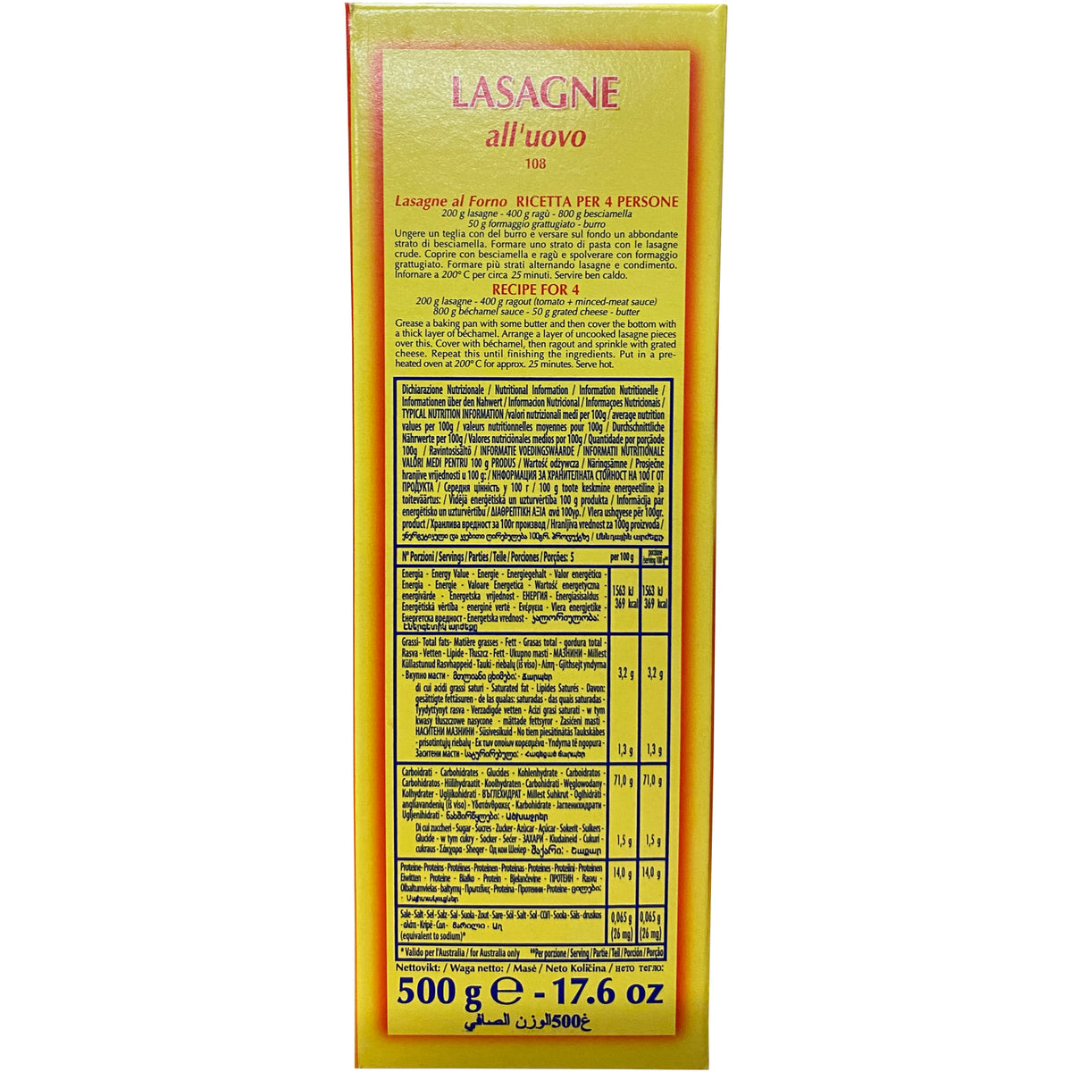 DIVELLA Lasagne Platten 108 all'uovo 500g