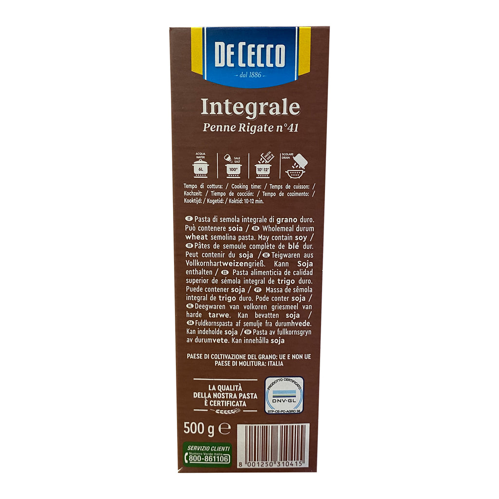 DE CECCO Nr.41 Integrale Penne Rigate Vollkorn 500g