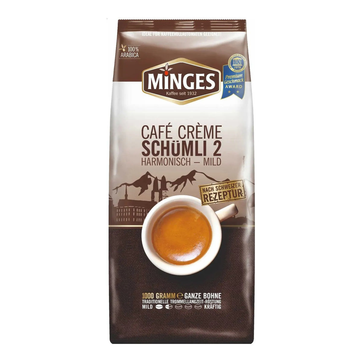 MINGES Café Crema Schmüli 2 ganze Bohnen 1000g