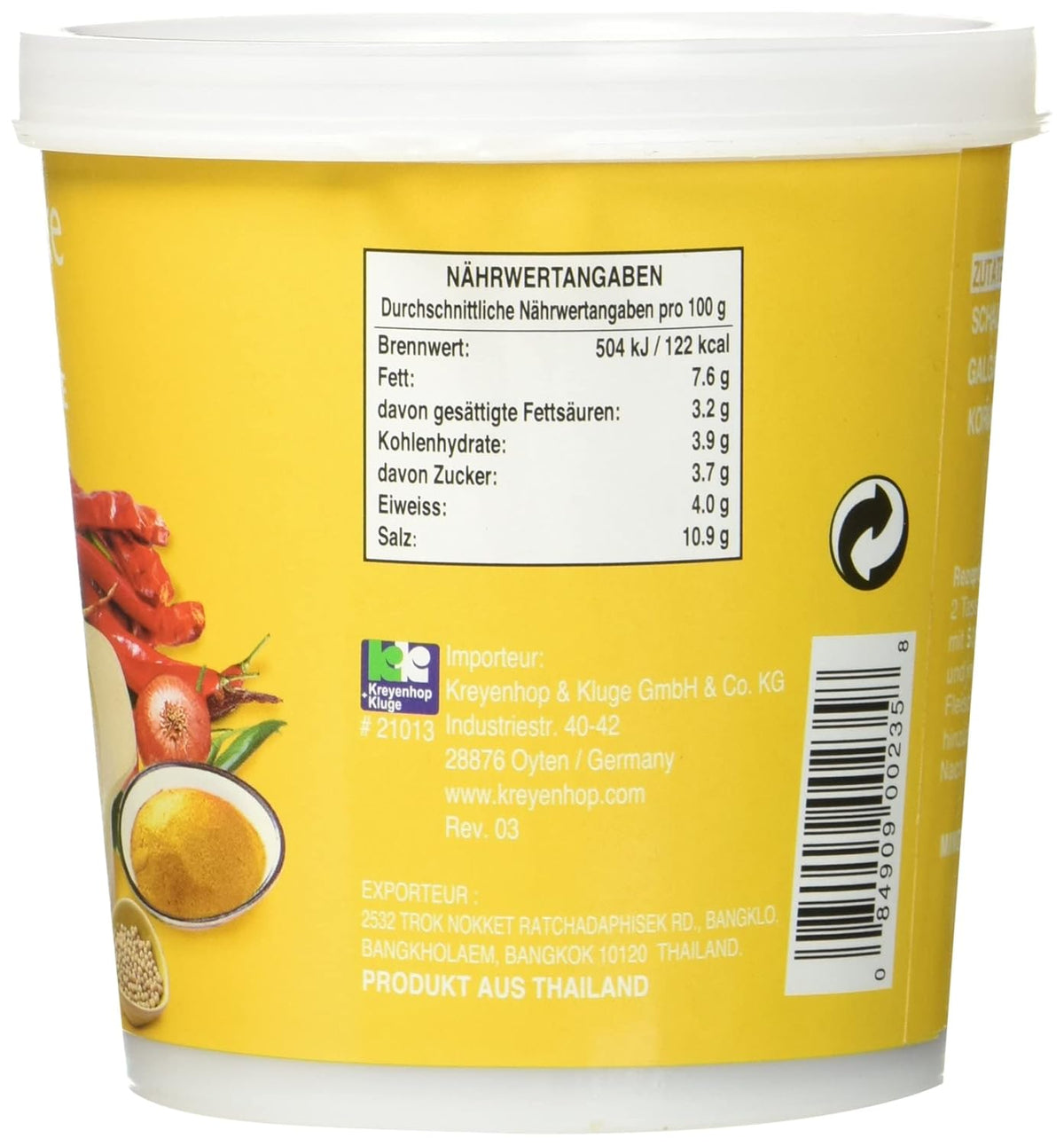 COCK Yellow Curry Paste 400g Dose