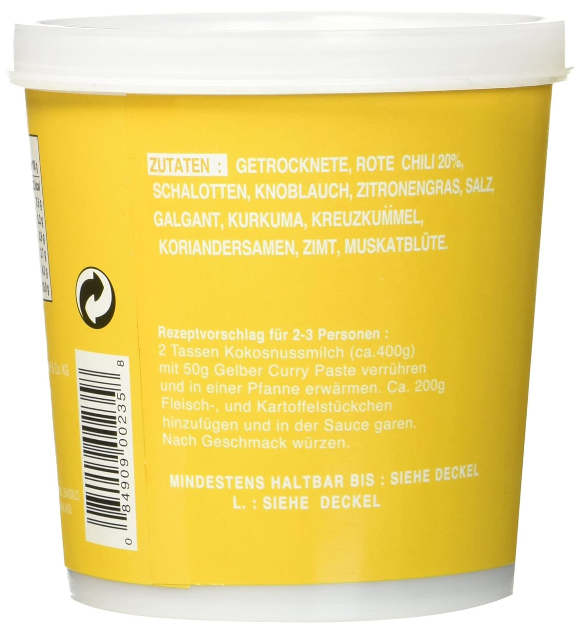 COCK Yellow Curry Paste 400g Dose