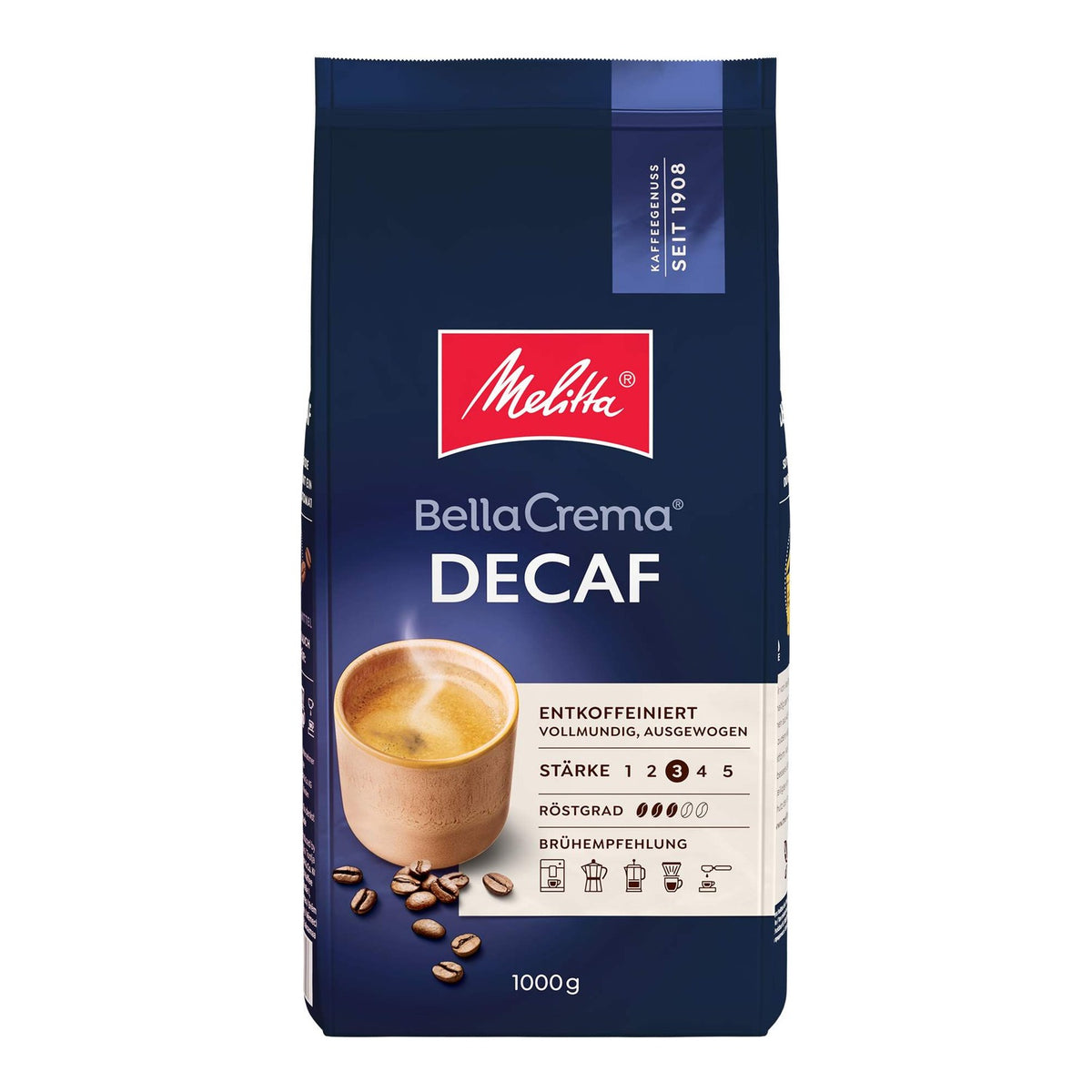MELITTA BELLA CREMA DECAF ganze Bohnen 1000g