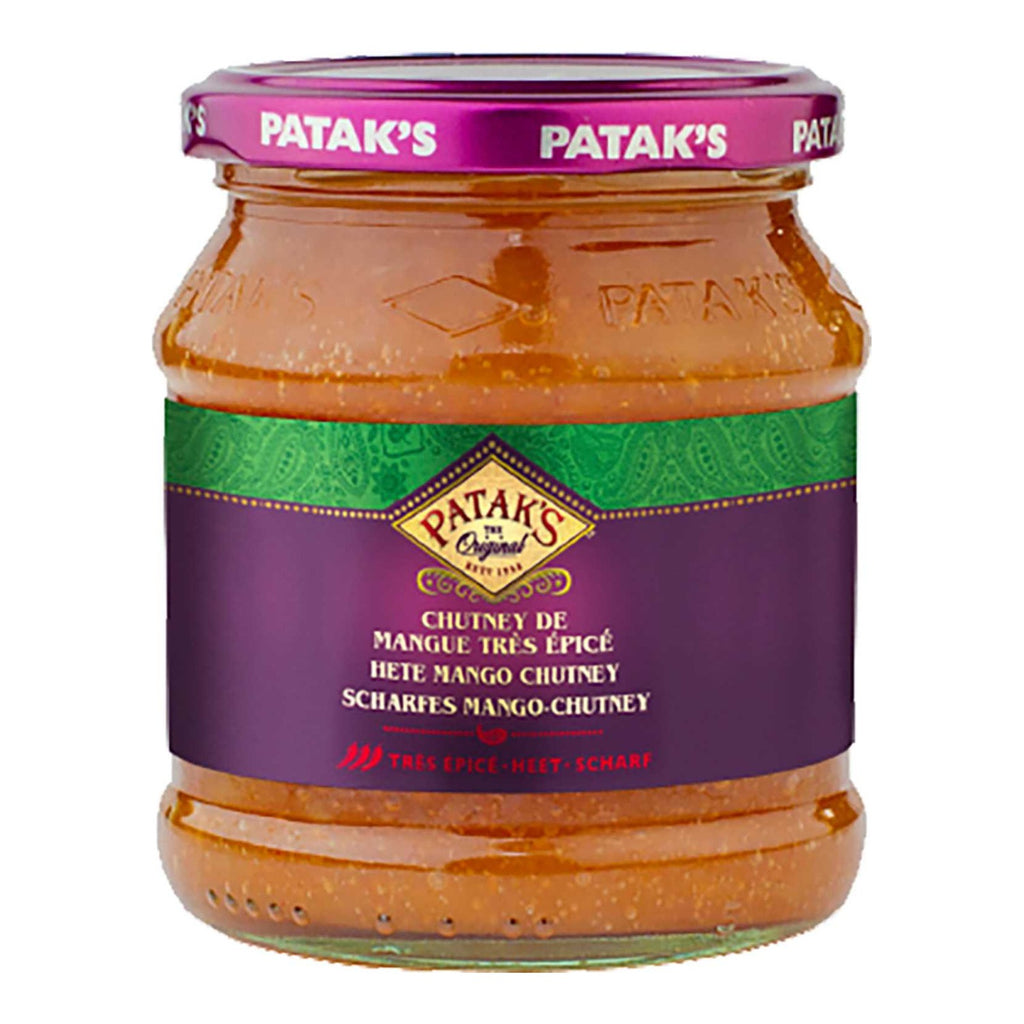 PATAK'S Scharfes Mango-Chutney, indische Würzbeilage mit Chili, 340 g