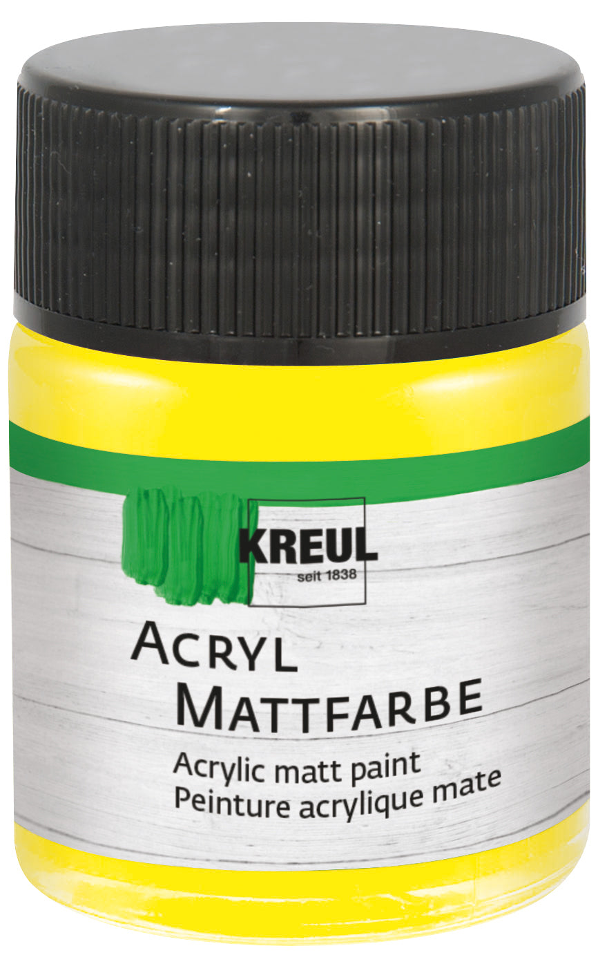 KREUL Acryl Mattfarbe Gelb 50 ml – matte Bastel-Acrylfarbe