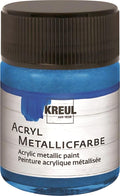 KREUL Acryl Metallicfarbe Blau 50 ml – metallisch glänzende Bastel-Acrylfarbe