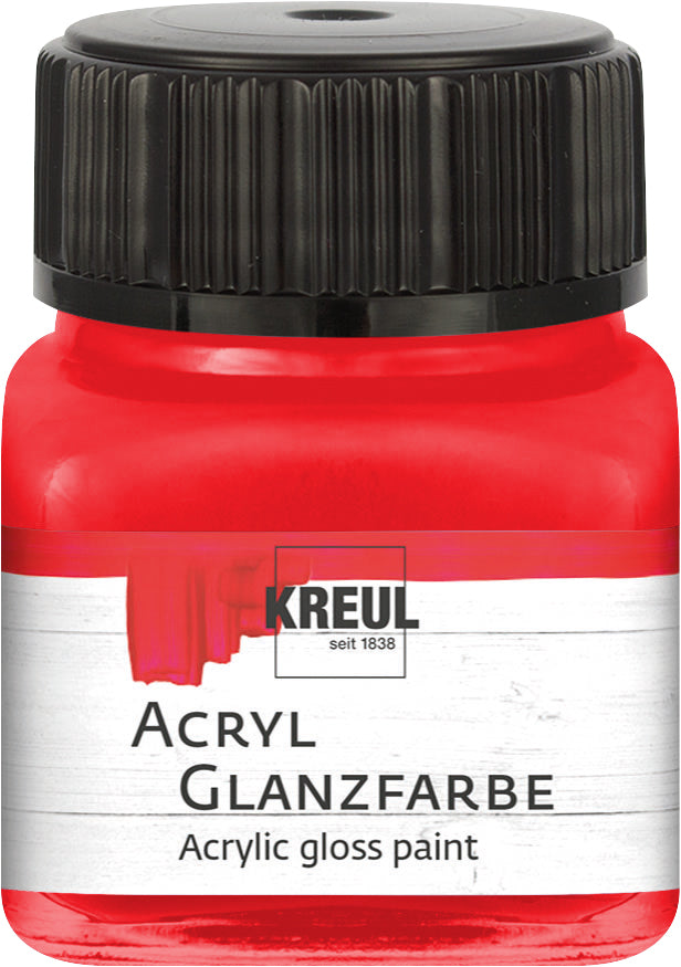 KREUL Acryl Glanzfarbe Rot 20 ml – glänzende Bastel-Acrylfarbe