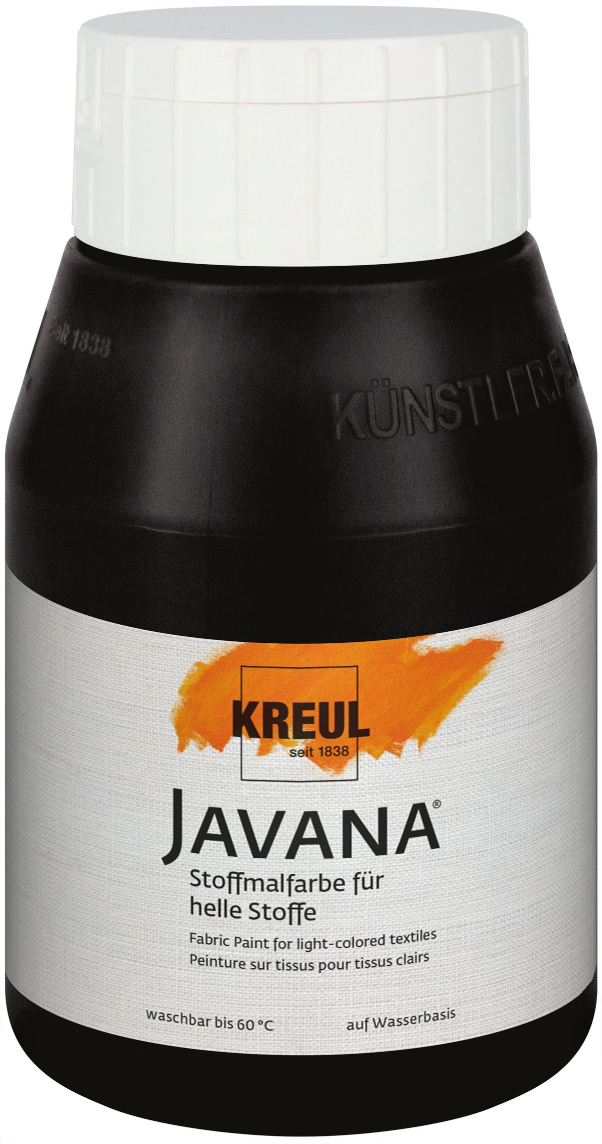 KREUL Javana Stoffmalfarbe für helle Stoffe Schwarz 500 ml – Textilfarbe