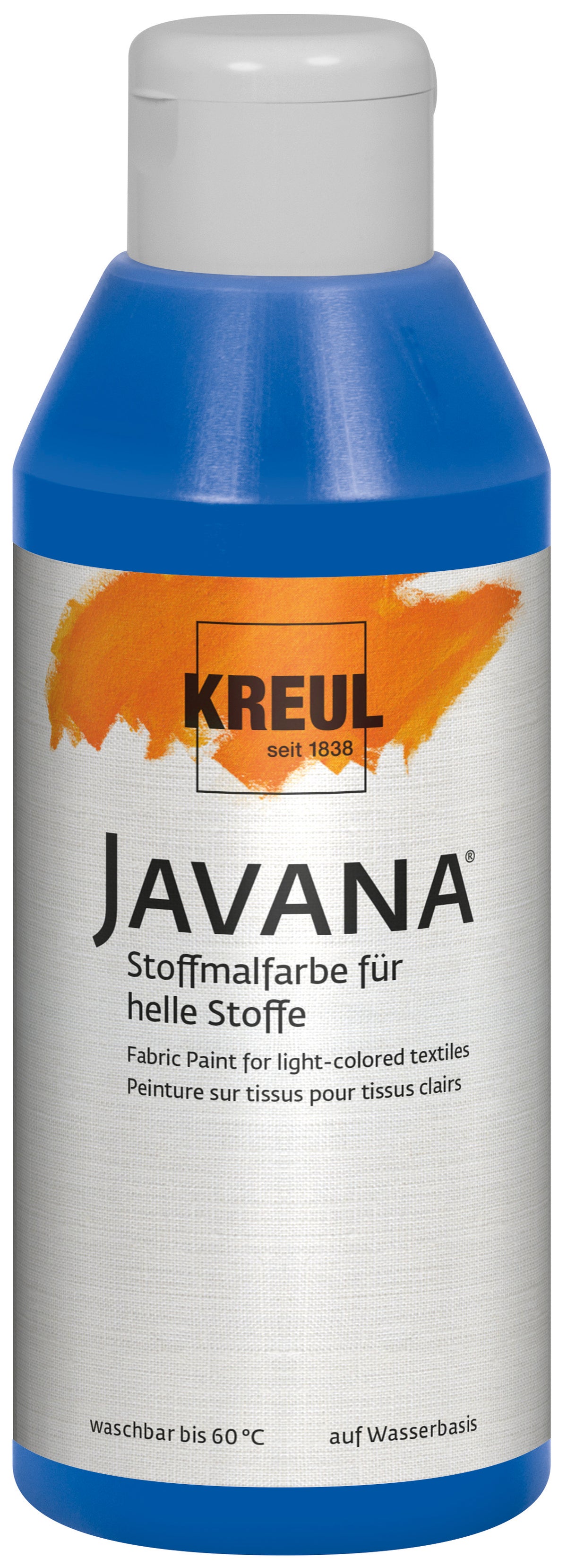 KREUL Javana Stoffmalfarbe für helle Stoffe Royalblau 250 ml – Textilfarbe