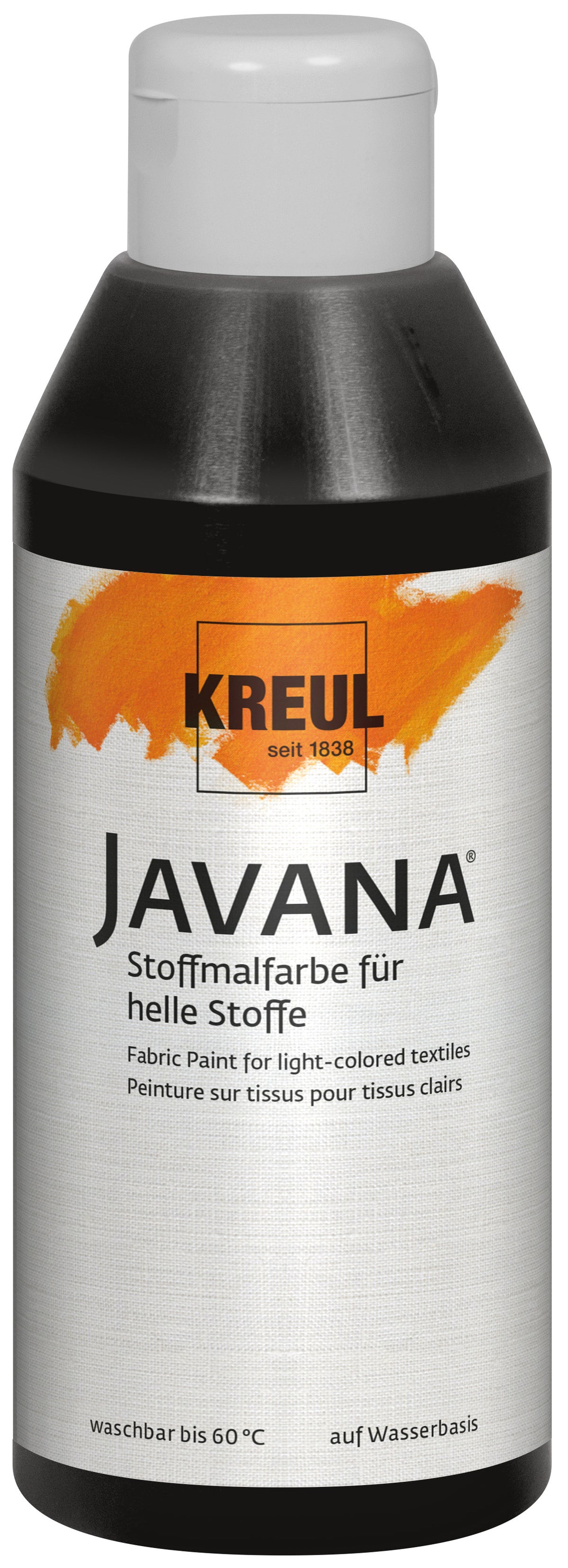 KREUL Javana Stoffmalfarbe für helle Stoffe Schwarz 250 ml – Textilfarbe