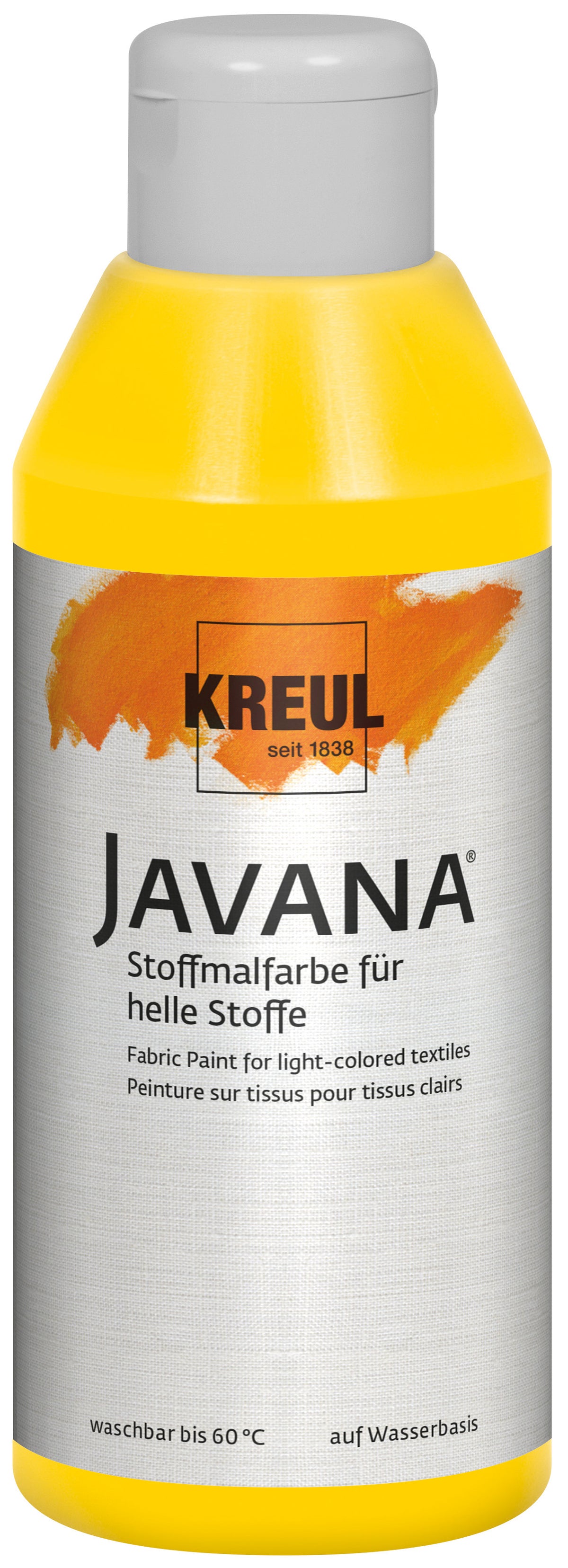 KREUL Javana Stoffmalfarbe für helle Stoffe Goldgelb 250 ml – Textilfarbe