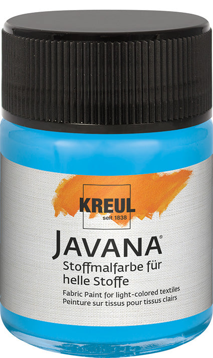 KREUL Javana Stoffmalfarbe für helle Stoffe Leuchtblau 50 ml – Textilfarbe